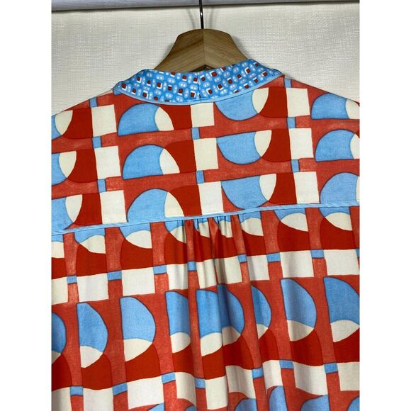 J.‎ McLaughlin Women Catalina Cloth Blue Red Geometric Shift Dress Sz S Artsy - Picture 3 of 6